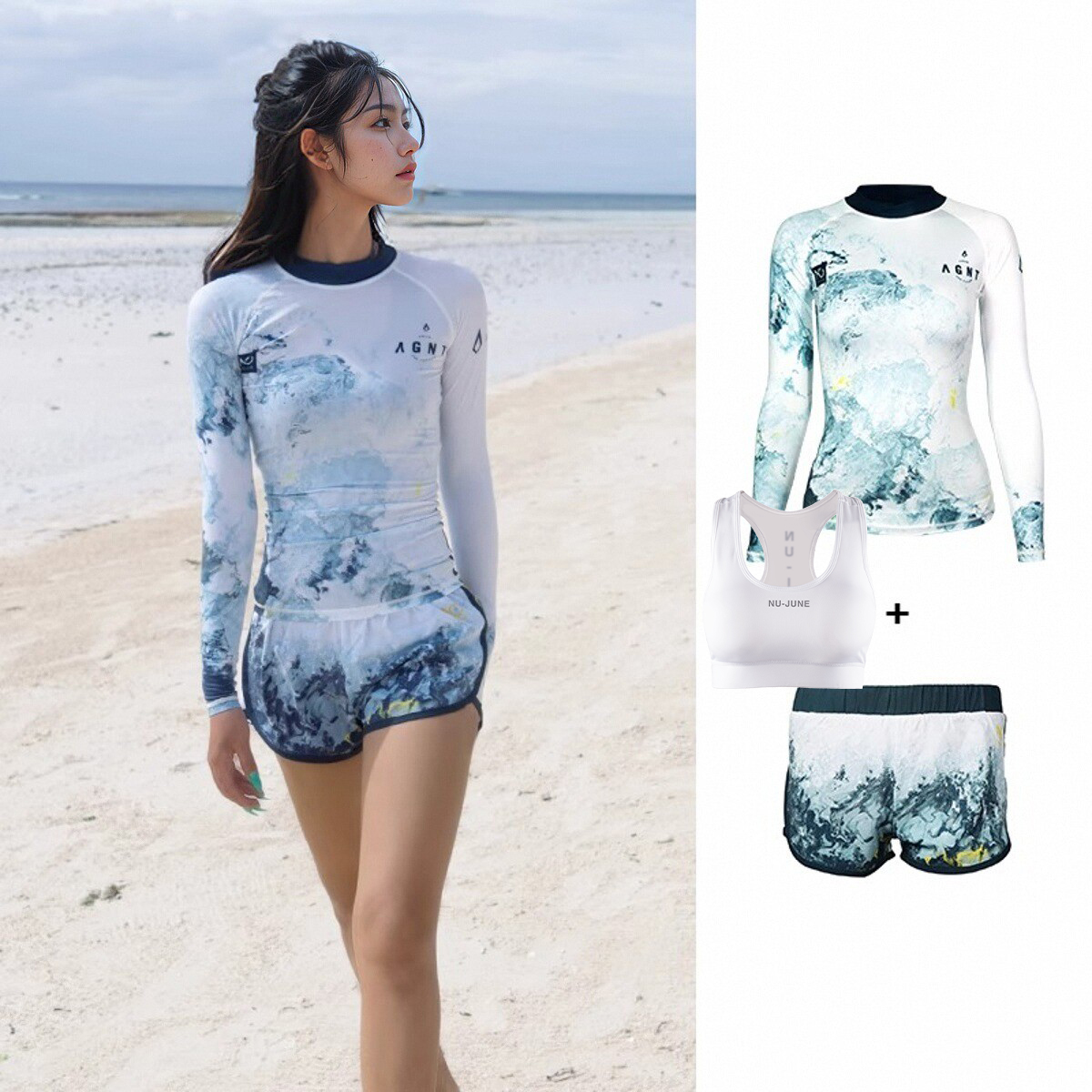 Sunset girl's blouse, beach pants, white underwear
